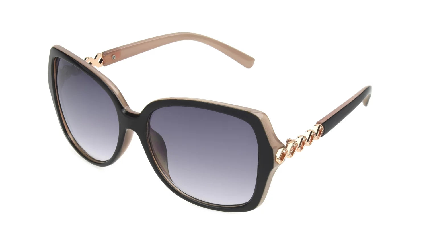 Women'S Oversized Fashion Sunglasses, Black Beige