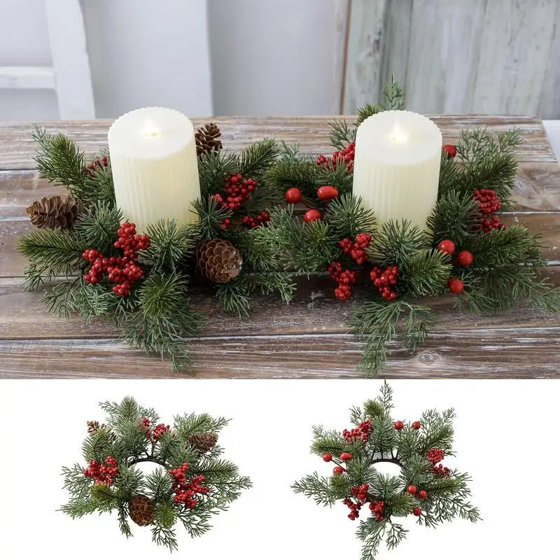 Christmas Candle Rings for Pillars Artificial Christmas Wreath