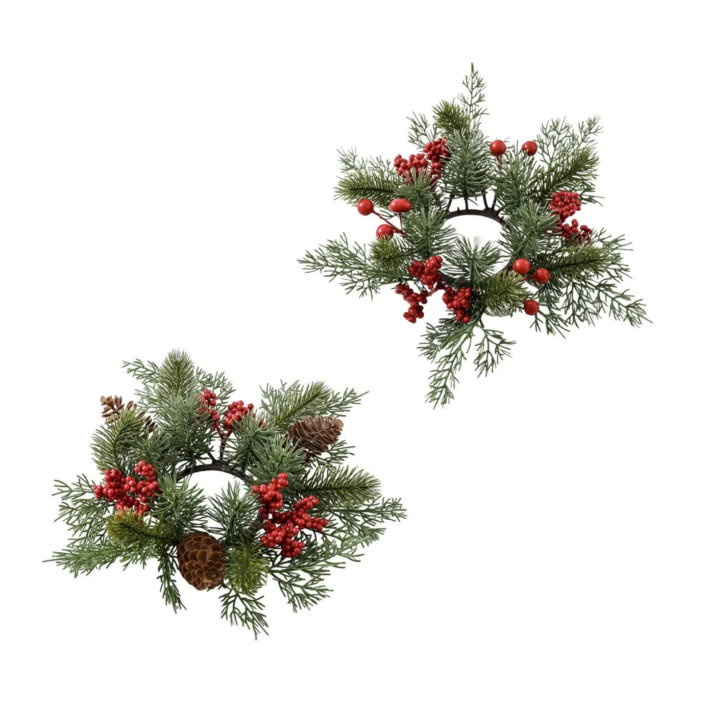 Christmas Candle Ring Artificial Red Berries Wreath for Home Bar Wedding