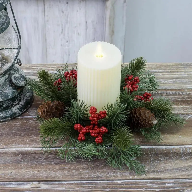 Christmas Candle Rings for Pillars Artificial Christmas Wreath