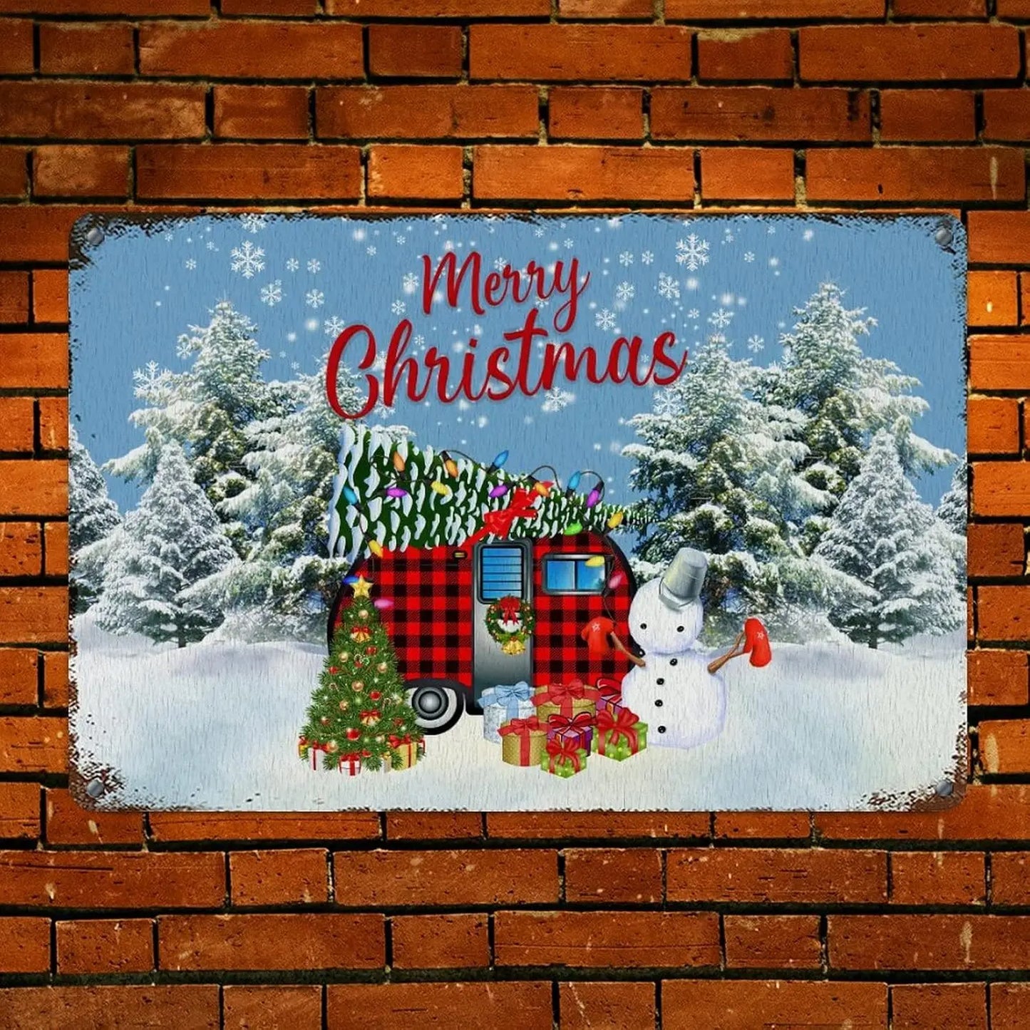 Men Cave Signs Winter Snowman Tree Snowflake Metal Signs