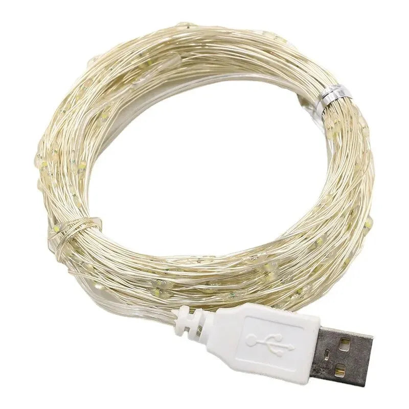 USB LED String Lights 5M Silver Wire Garland Light Waterproof Fairy Lights