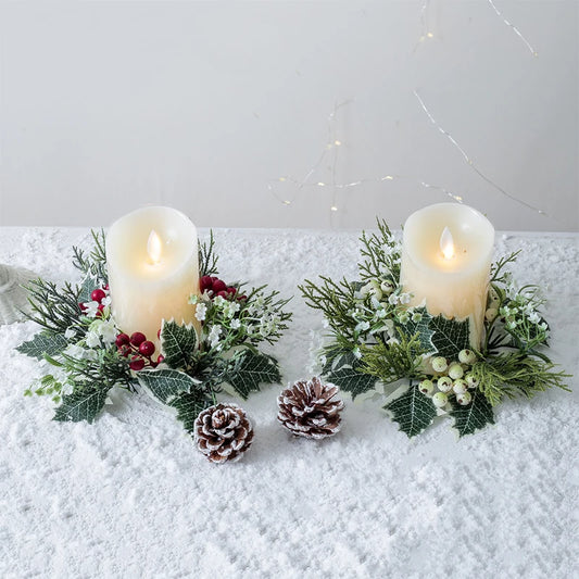 Christmas Ornaments Candle Holder Candlestick Wreath Centerpiece