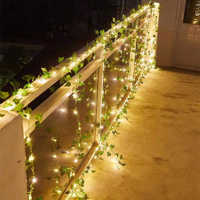 Flower Green Leaf String Lights Artificial Vine Fairy Lights