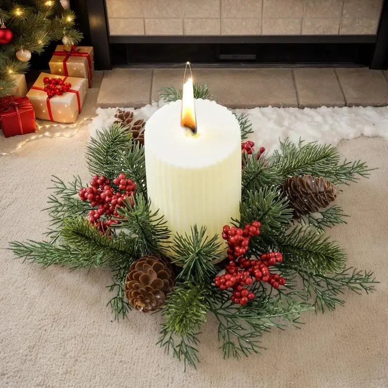 Christmas Candle Rings for Pillars Artificial Christmas Wreath