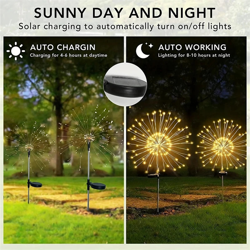 90-200LED Solar Firework Light Waterproof Outdoor 8 Lighting