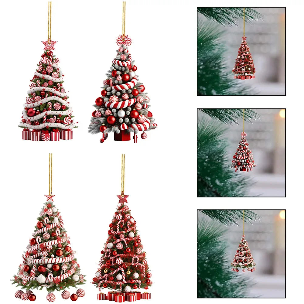 Christmas Tree Hanging Ornaments Pendant Xmas Home Table Decor Gifts 2025 Happy New Year Decor 2024 Christmas Decoration