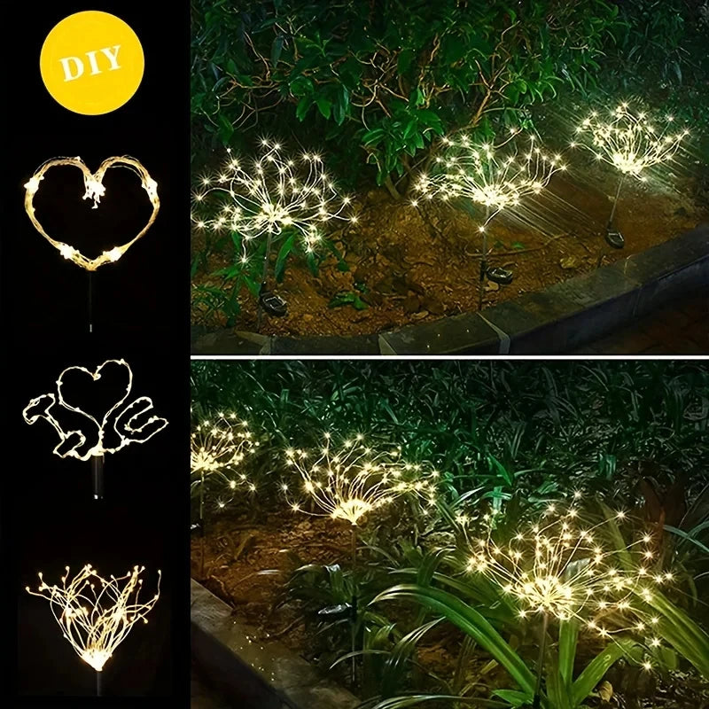 90-200LED Solar Firework Light Waterproof Outdoor 8 Lighting