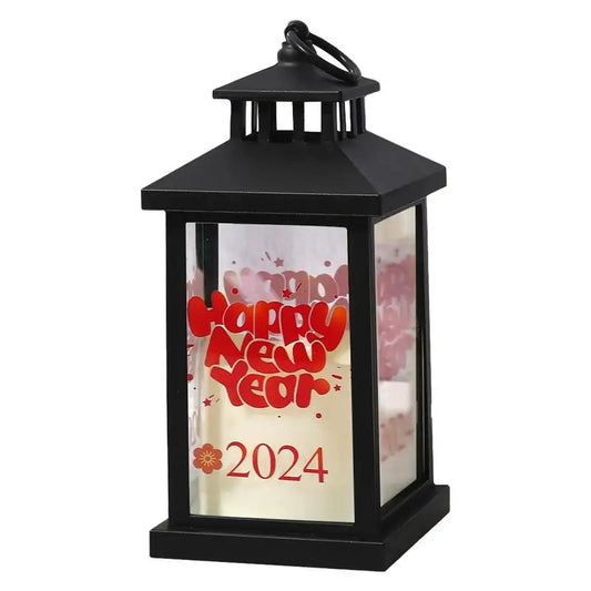 2024 New Year Lantern Christmas Candle Lamp Vintage Light Metal Rustic Lanterns