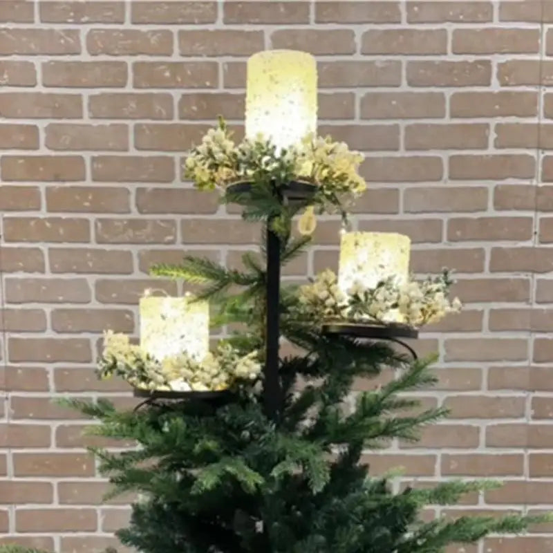 60cm 90cm Iron Triple Tree Topper Candle Holder for Christmas