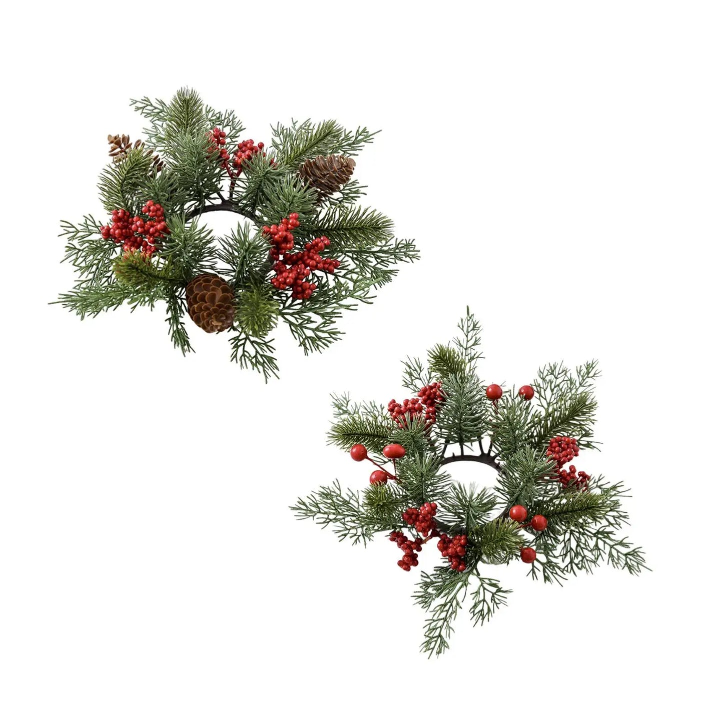 Christmas Candle Ring Artificial Red Berries Wreath for Home Bar Wedding