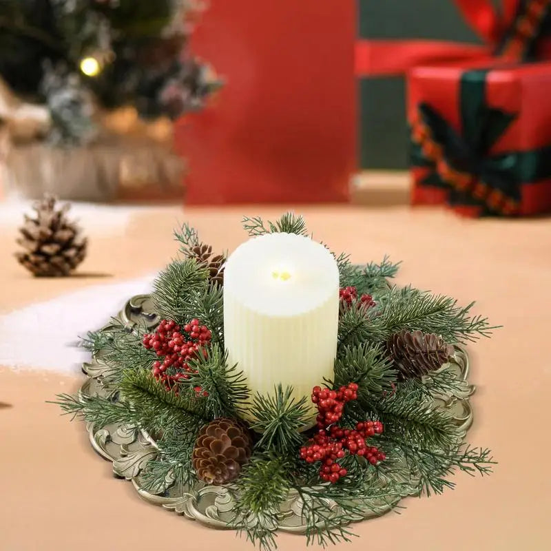 Christmas Candle Rings for Pillars Artificial Christmas Wreath