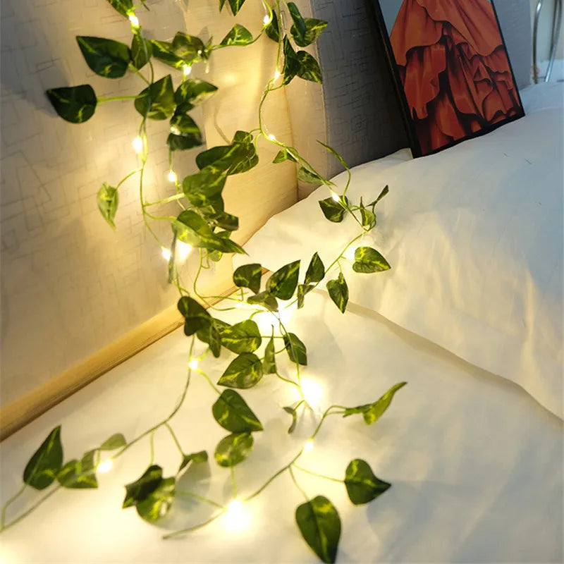 Flower Green Leaf String Lights Artificial Vine Fairy Lights